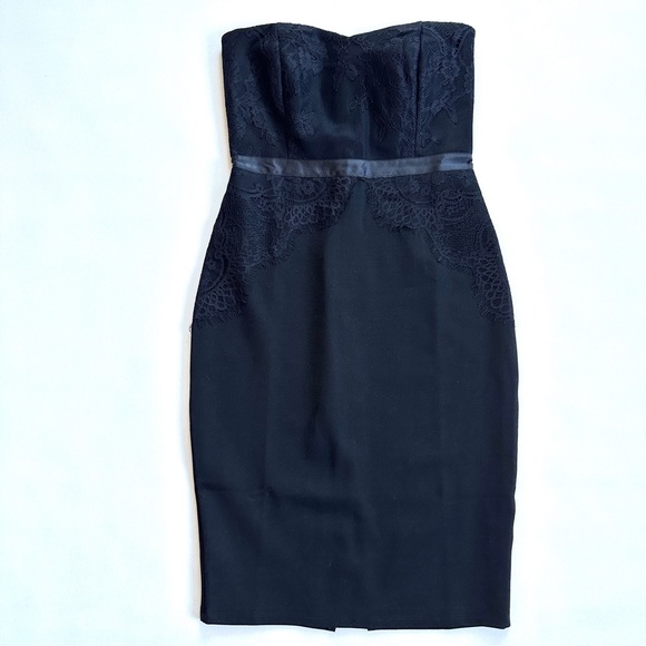 LULUS READY TO WOW BLACK LACE STRAPLESS BODYCON LBD MINI DRESS. SzS - Picture 2 of 12